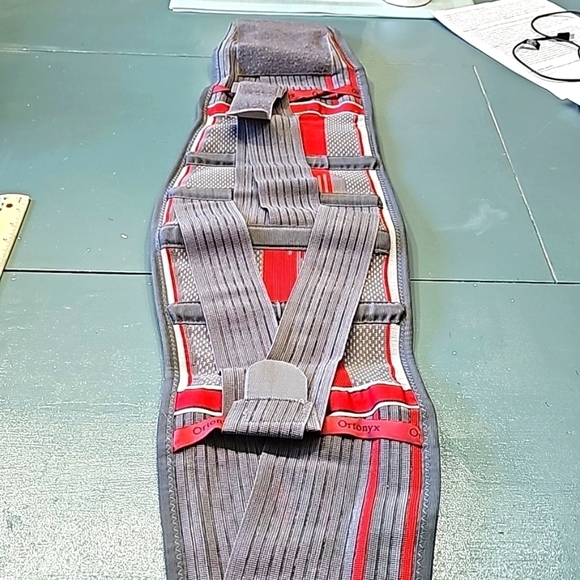 Back brace. Size M-L. Gray and red. By Ortonyx. KB 724. - Picture 1 of 8
